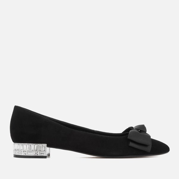 Dune Women's Bow Bela Suede Pointed Flat Shoes - Black