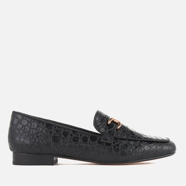 Dune Women's Lolla Leather Loafers - Black Croc