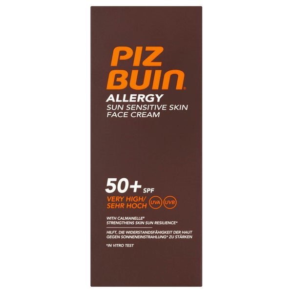 Crema facial Allergy para pieles sensibles al sol de Piz Buin - FPS 50+ muy alto 50 ml