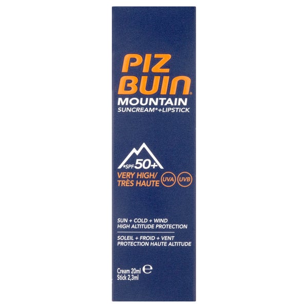 Crema solar y barra de labios Mountain de Piz Buin - FPS 50+ muy alto 50 ml