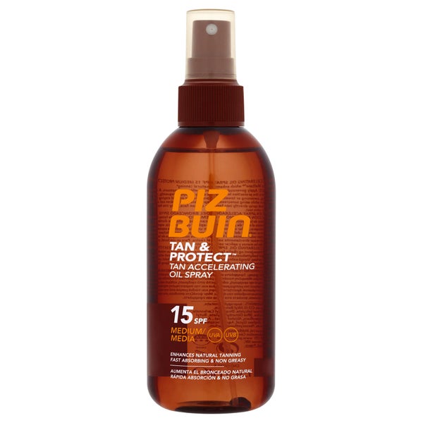 Piz Buin Tan & Protect Accelerating Oil Spray olejek ochronny przyspieszający opalanie z filtrem przeciwsłonecznym SPF 15 150 ml