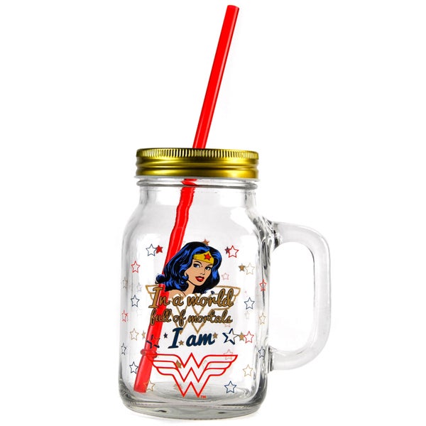 Mason Glass Jar - Wonder Woman (Stars)