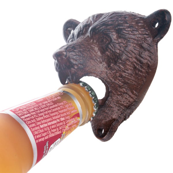 Grizzlybär Wandmontierter Flaschenöffner – Braun
