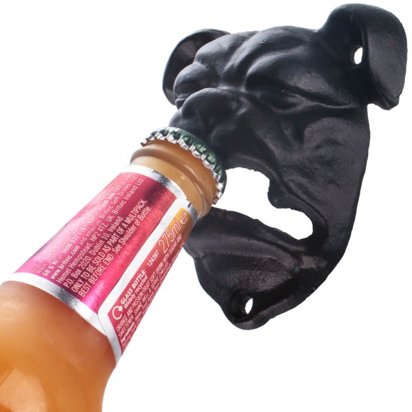 British Bulldog Wall Mounted Bottle Opener - Black
