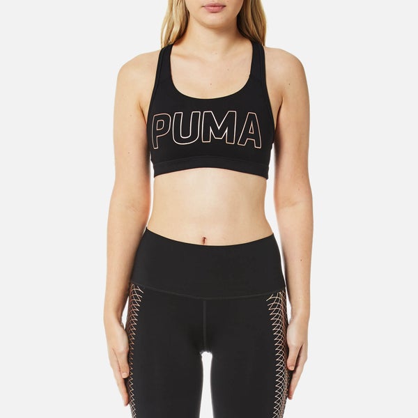 Puma Women's Powershape Forever Logo Sports Bra - Puma Black/Copper Cat