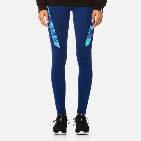 Puma Women's Everyday Graphic Tights - Blue Depths/Nrgy Turq AOP