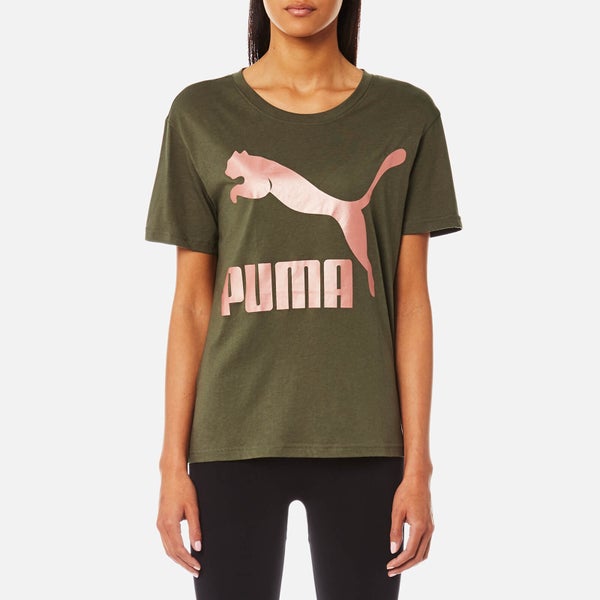 Puma Women's Archive Logo Short Sleeve T-Shirt - Olive Night
