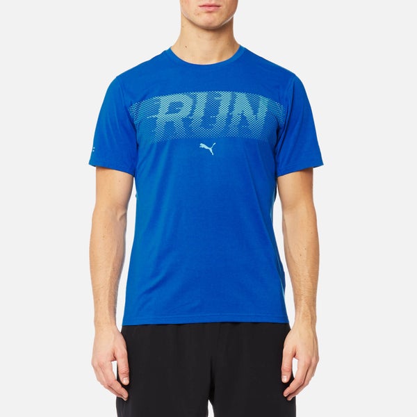 Puma Men's Run Short Sleeve T-Shirt - Lapis Blue Heather