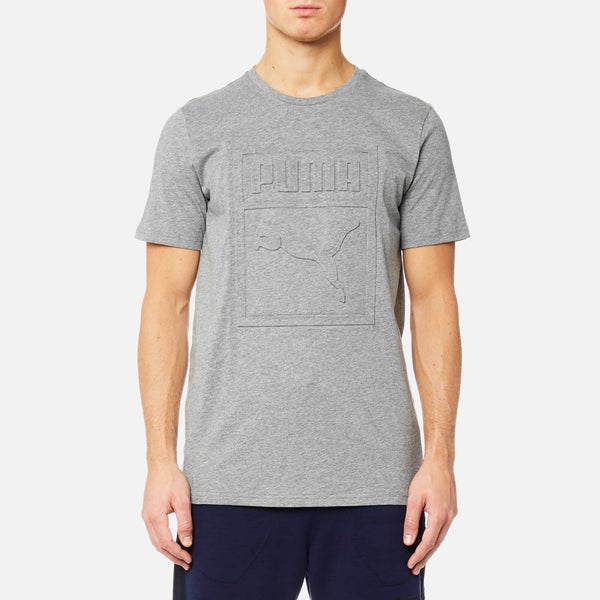 Puma Men's Archive Embossed Logo Short Sleeve T-Shirt - Medium Grey Heather