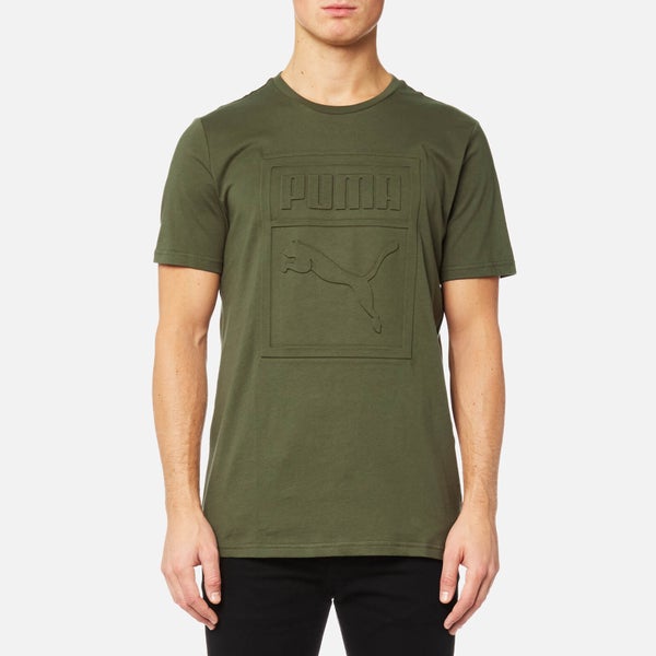 Puma Men's Archive Embossed Logo Short Sleeve T-Shirt - Olive Night