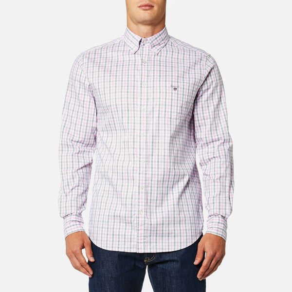 GANT Men's Oxford Check Button Down Shirt - California Pink