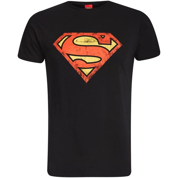 DC Comics Superman Distressed Logo Männer T-Shirt - Schwarz