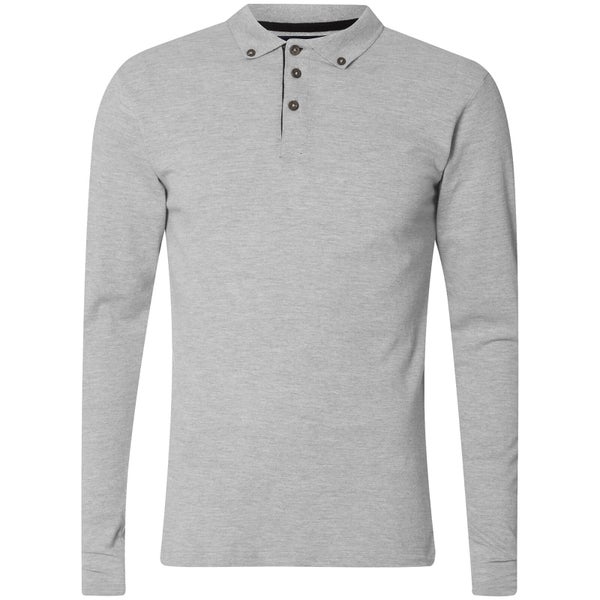 Advocate Men's Ralling Long Sleeve Polo Shirt - Light Grey Melange