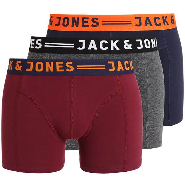 Jack & Jones Men's Lichfield 3 Pack Boxers - Burgundy/Navy/Grey