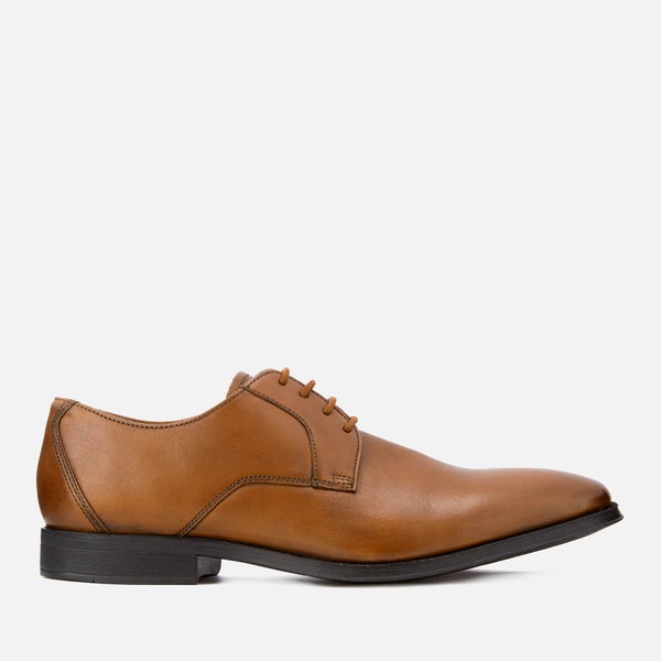 Clarks Men's Gilman Lace Leather Derby Shoes - Dark Tan