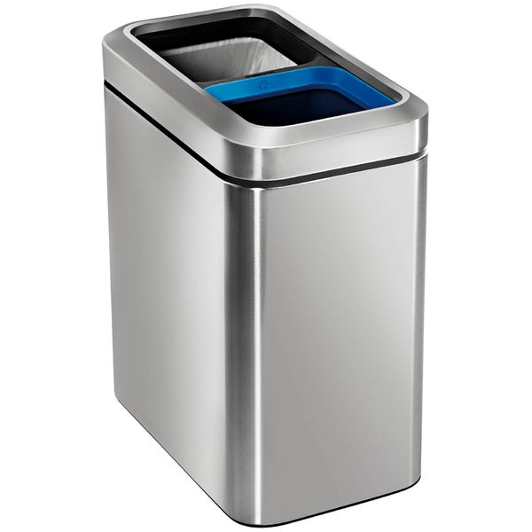 simplehuman Slim Open Recycler Bin - Brushed Steel 20L