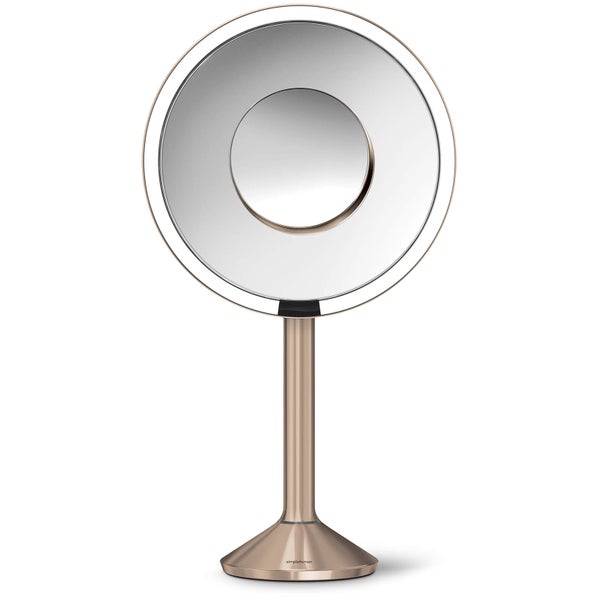 simplehuman Stainless Steel Rechargeable Pro 5x Plus 10x Magnification Sensor Mirror - Rose Gold 20cm