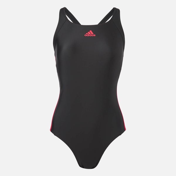 adidas Swim Women's Essentials 3 Stripe 1 Piece Swimsuit - Black