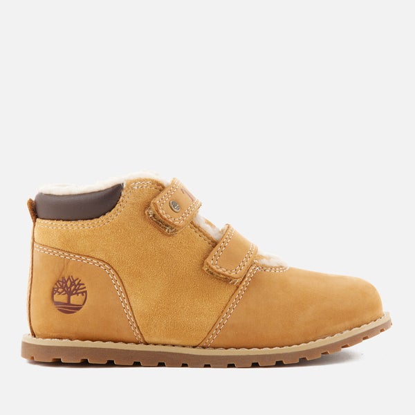 Timberland Toddlers' Pokey Pine Warm Lined Velcro Boots with Faux Fur - Wheat Naturebuck