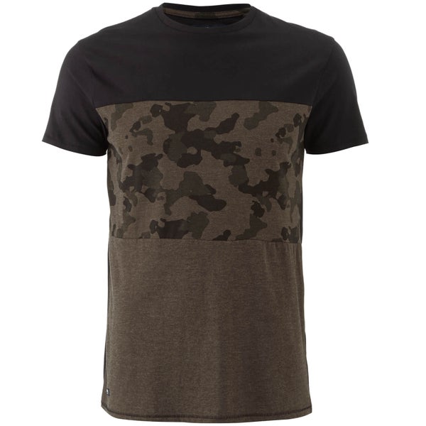 Threadbare Men's Independence Camo Panel T-Shirt - Khaki