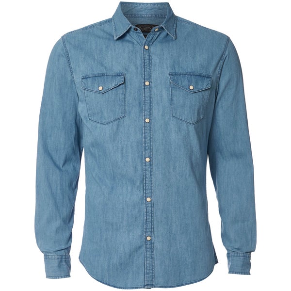 Jack & Jones Originals Men's New One Long Sleeve Denim Shirt - Light Blue