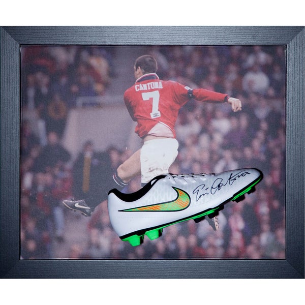 Eric Cantona Signed and Framed Boot with Domed Frame Finish