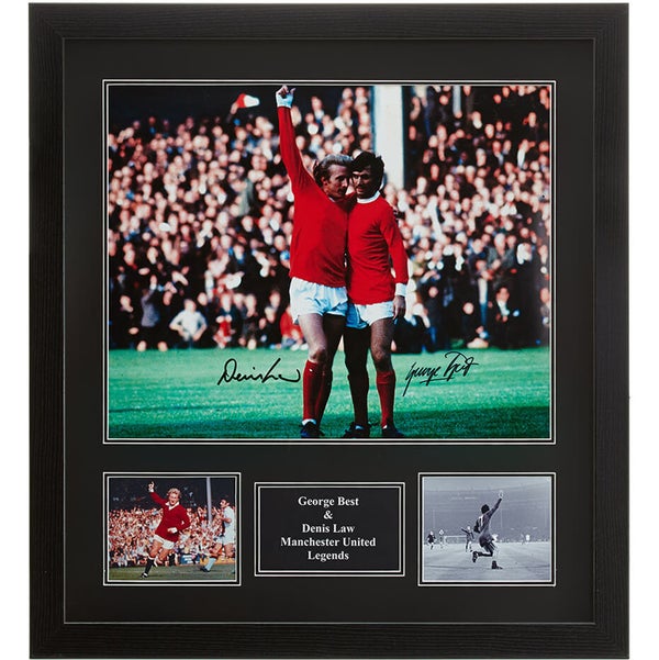 George Best and Denis Law Dual Signed and Framed 16 x 20 Photograph