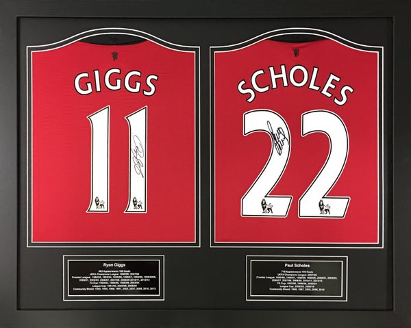 Ryan Giggs and Paul Scholes Signed and Framed Shirts