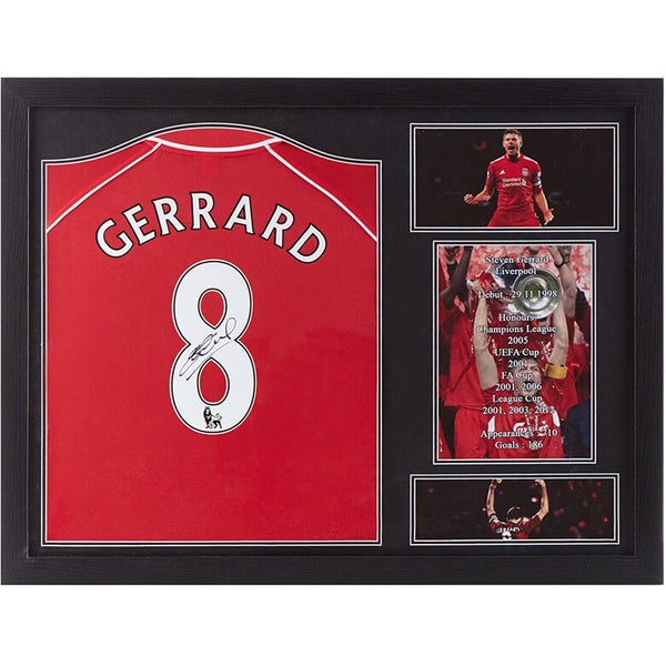 Steven Gerrard Signed and Framed Liverpool Shirt