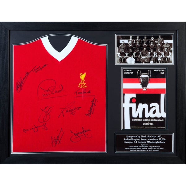 Liverpool '77 Signed and Framed Shirt (Includes Ten Signatures)