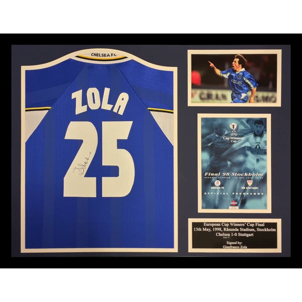 Gianfranco Zola Signed and Framed Chelsea Shirt