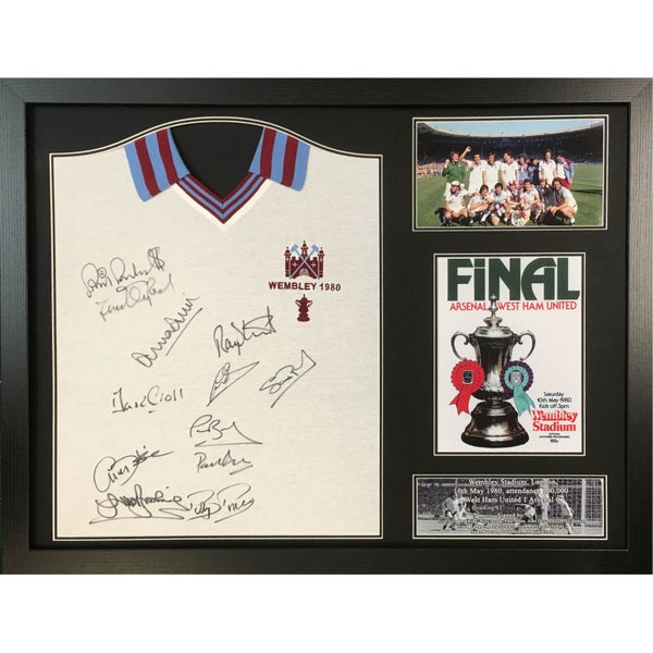 West Ham 1980 Signed and Framed Shirt (Includes 12 Signatures)