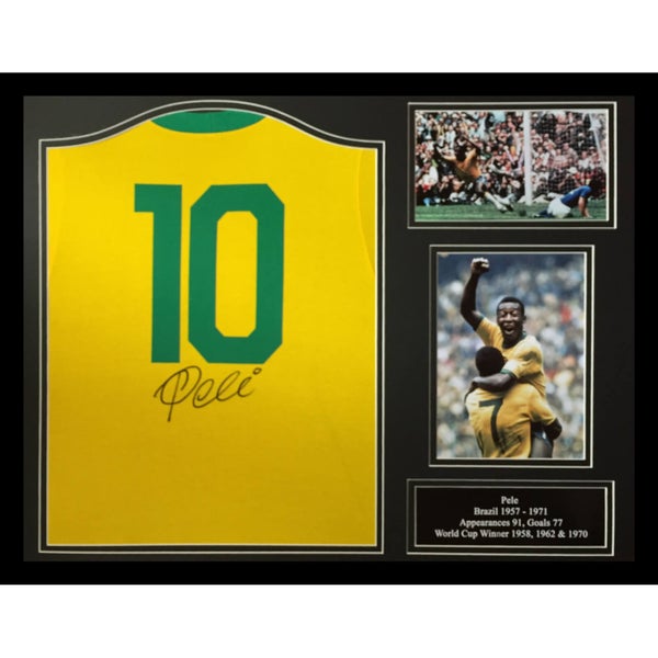 Pelé Signed and Framed Brazil Shirt
