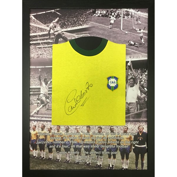 Carlos Alberto 1970 Brazil Signed and Framed Shirt