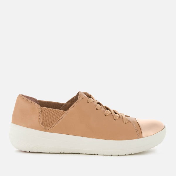 FitFlop Women's F-Sporty Mirror-Toe Leather Trainers - Nude