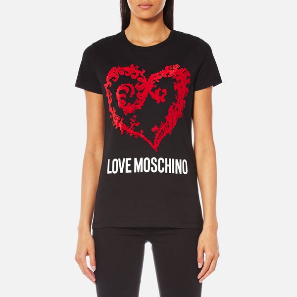 Love Moschino Women's Large Heart Logo T-Shirt - Black