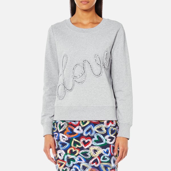 Love Moschino Women's Ruffle Love Logo Sweatshirt - Grey