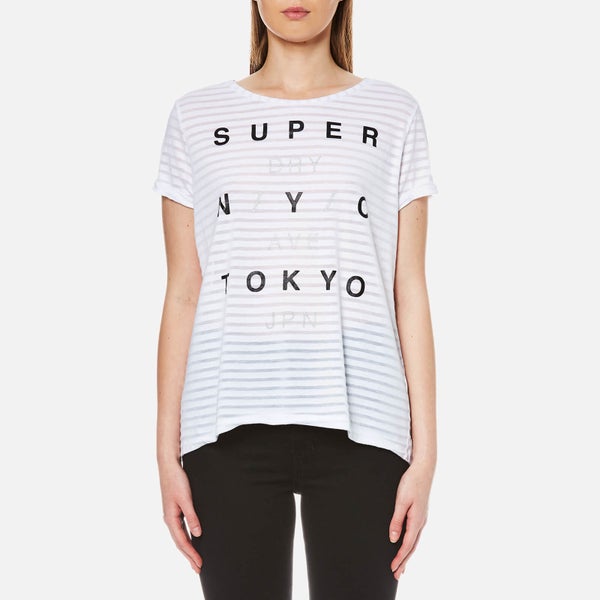 Superdry Women's NYC Burnout Stripe Boyfriend T-Shirt - Optic White