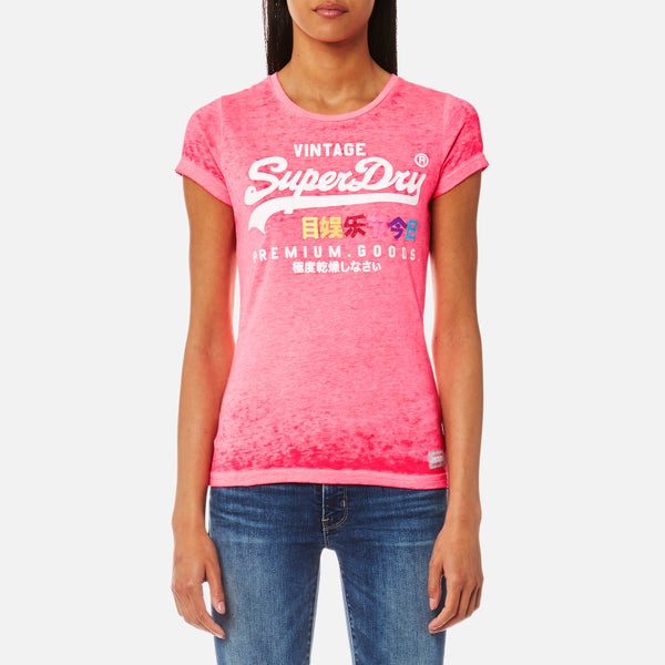 Superdry Women's Premium Goods Burnout T-Shirt - Pink Lemonade