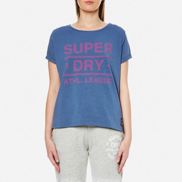 Superdry Women's Athletic Leisure T-Shirt - 90's Mid Blue Marl