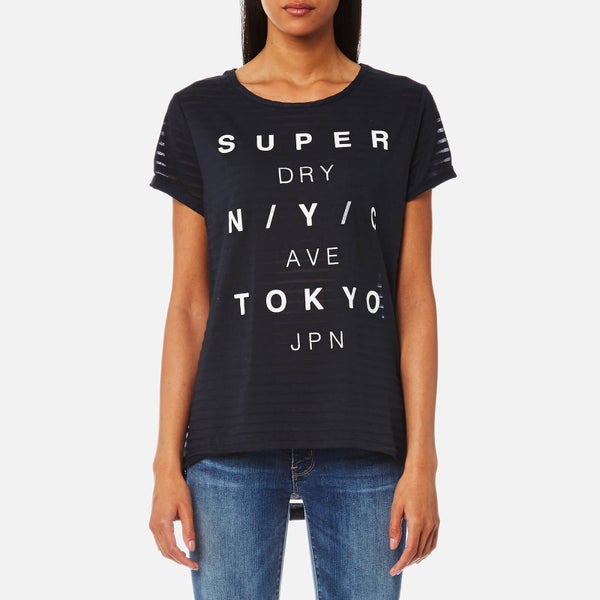 Superdry Women's NYC Burnout Stripe Boyfriend T-Shirt - Eclipse Navy