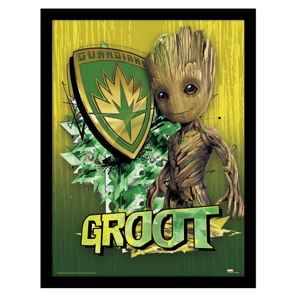 Guardians of the Galaxy Vol. 2 (Groot Shield) Framed 30 x 40cm Print