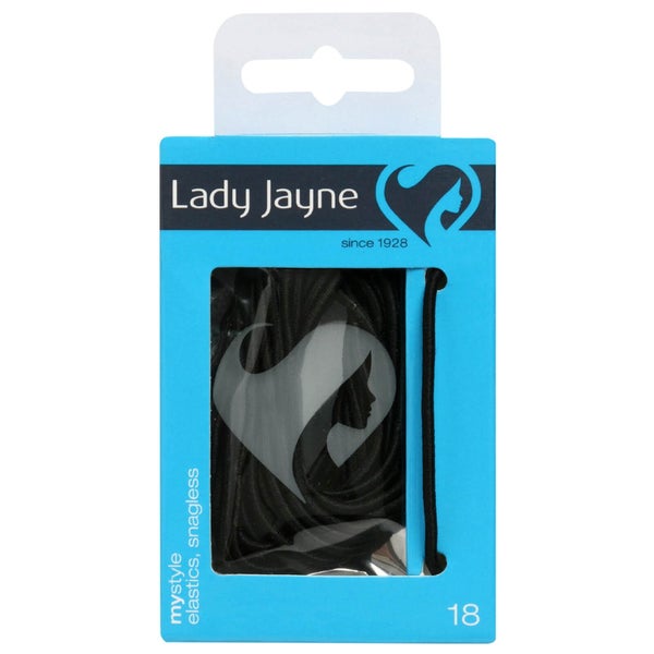 Lady Jayne Snagless Elastics Thin Black 18 Pack
