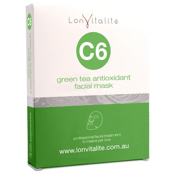 Lonvitalite C6 Green Tea Antioxidant Facial Mask 5Pk