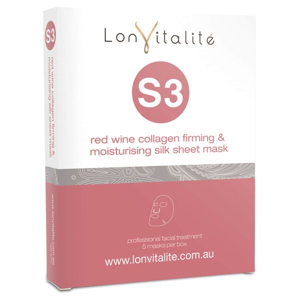 Lonvitalite S3 Red Wine Collagen Firming & Moisturising Silk Sheet Mask - 5 Masks