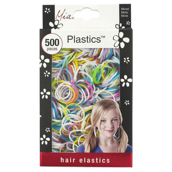 Mia Plastics Coloured Hair Elastics x 500
