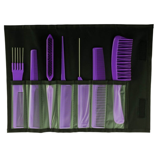 Salon Smart 7 Comb Set In Folding Pouch Purple