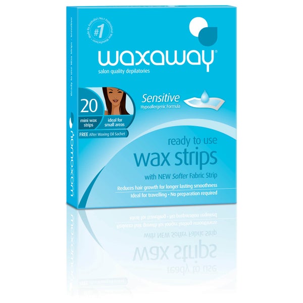 Waxaway By Caron Ready To Use Sensitive Wax Strips Facial 20Pk