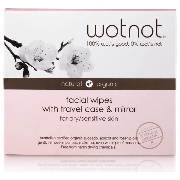wotnot Facial Wipes Dry/Sensitive Skin x 25 With Travel Case