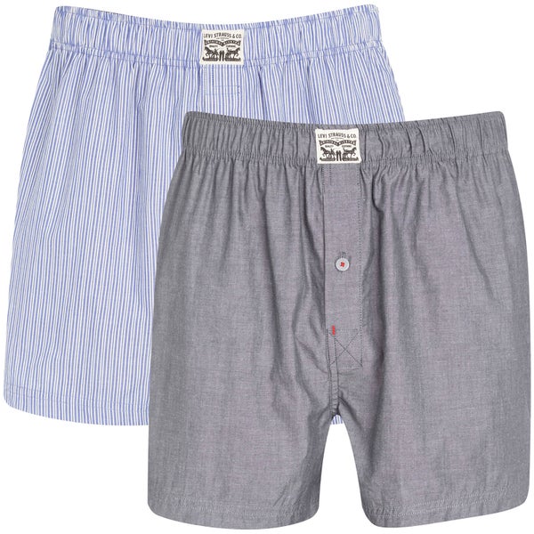 Levi's Men's 300LS 2-Pack Striped Chambray Woven Boxers - Blue Jeans